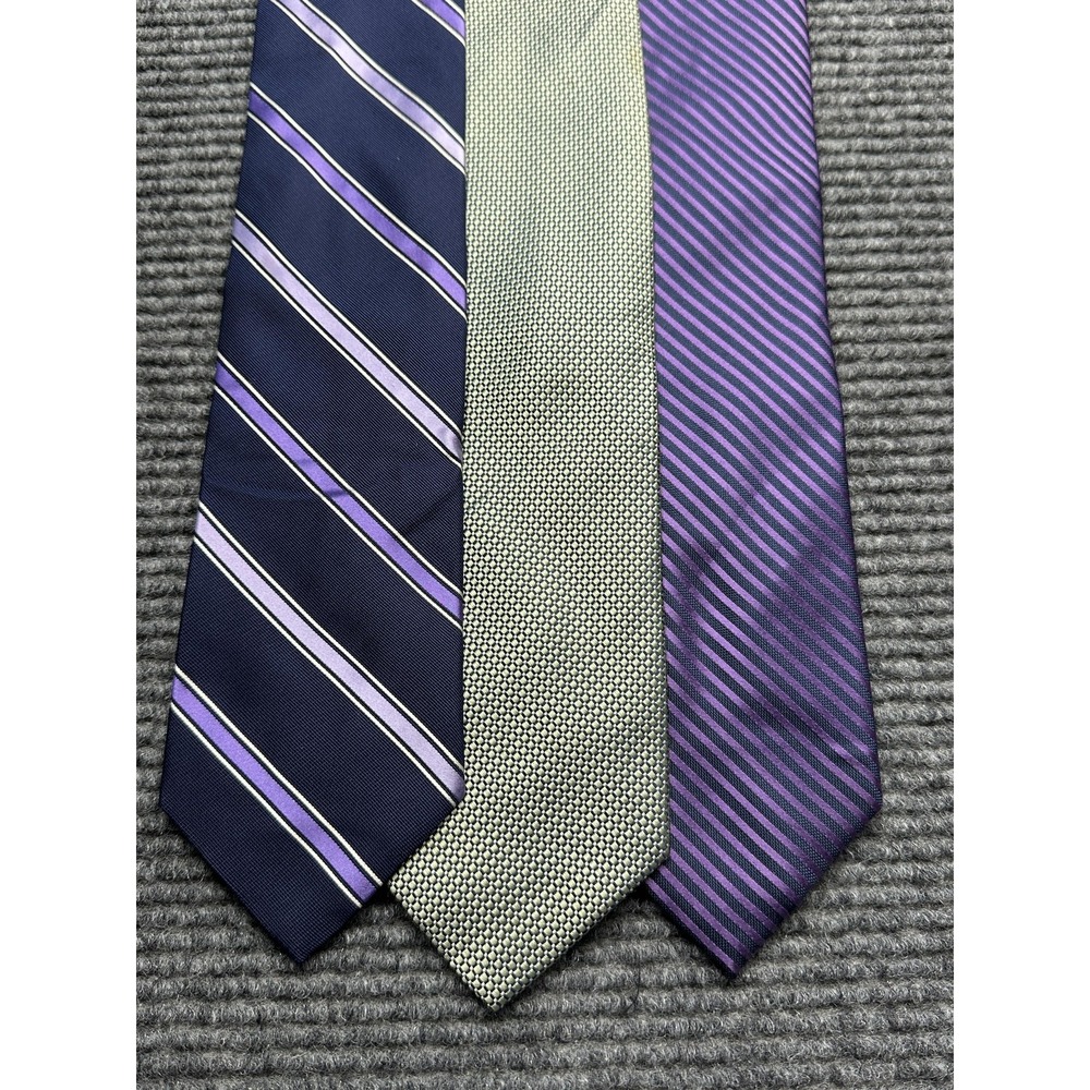 Nautica Ties Lot of 3 Mens One Size Navy Purple Striped Geometric‎ Neckties